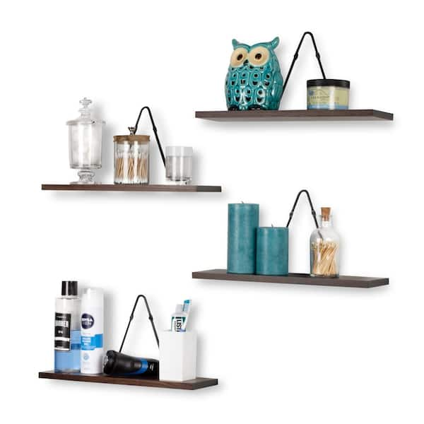 MOOCSIC Floating Shelves 14 inch Set of 3 Rustic Wooden Shelf for Wall Decor No Drilling 2 Way of Wall Mounted Shelves for Storage Hanging Shelf for