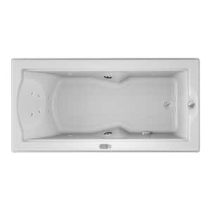 Fuzion Salon SPA 70.7 in. x 35.4 in. Rectangular Combination Bathtub with Right Drain in White