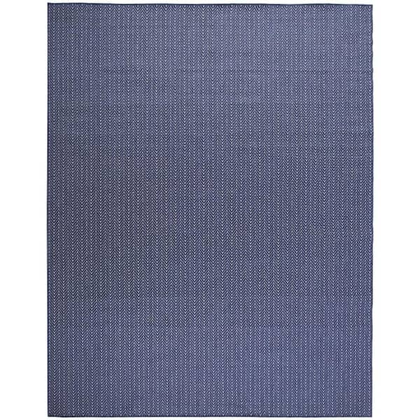 Nourison Horizon Indoor/Outdoor Navy 9 ft. x 12 ft. Geometric Contemporary Area Rug