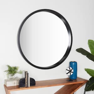 42 in. x 42 in. Round Minimalistic Medium Size Framed Black Wall Mirror