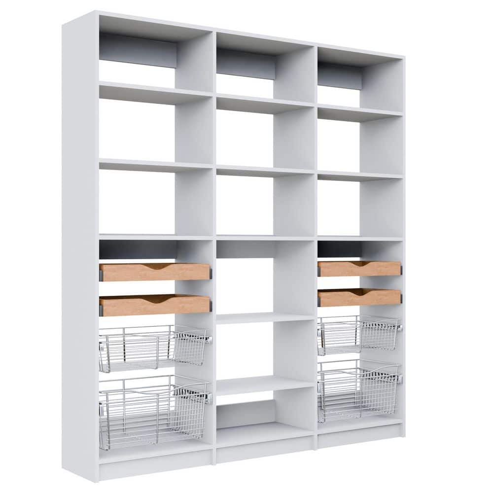 Alto Collection 91.5 in. W White Wall Mounted-Shelf Tower and 2 Shelf Towers w Pull Outs Wood Closet System price history on PriceWatchPro