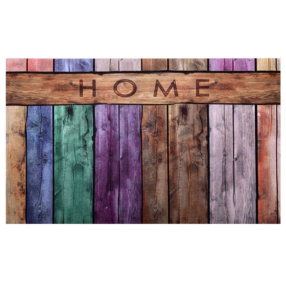 Colorful Plank Multicolor Rubber Outdoor Doormat 18" x 30"
