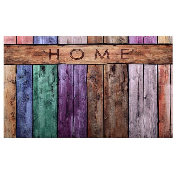 ACHIM Welcome Outdoor Rubber Entrance Mat 18x30 - Colorful Plank