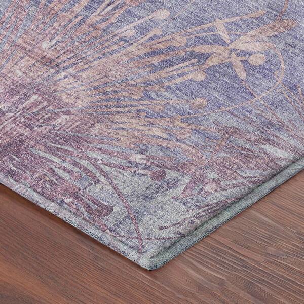 Mayfield Premium Machine Washable Abstract AMF2225 Purple 2 ft. x 7 ft. Runner Rug
