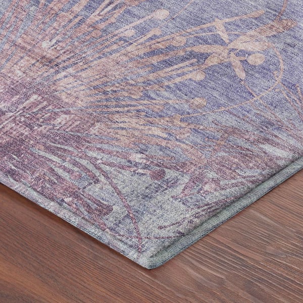 Mayfield Premium Machine Washable Abstract AMF2225 Purple 3 ft. x 5 ft. Area Rug