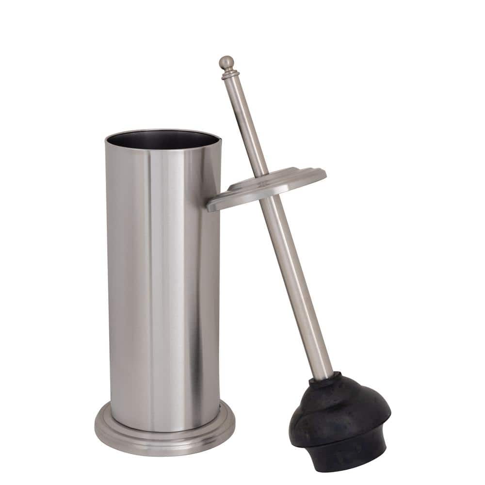 Stainless Steel 3-Piece Bathroom Set with Trash Can, Brush, and Plunger