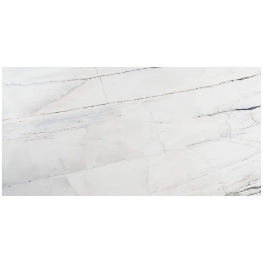 Saroshi Large White Polished Porcelain Floor and Wall Tile