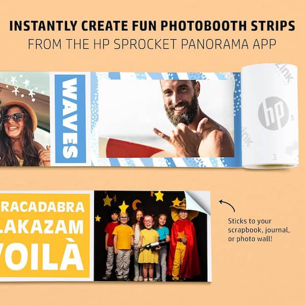 HP Sprocket Panorama Instant Portable Color Label & Photo Printer (Grey)  Starter Bundle with case Zink roll
