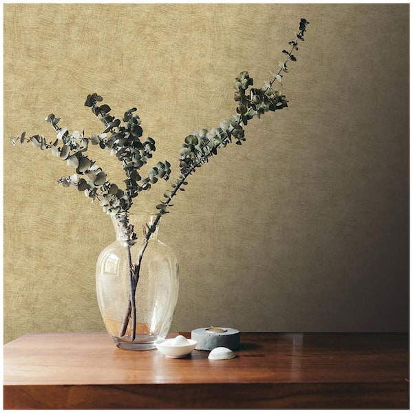 Pampas Plain Brushed Texture Honey Mustard Wallpaper Sample