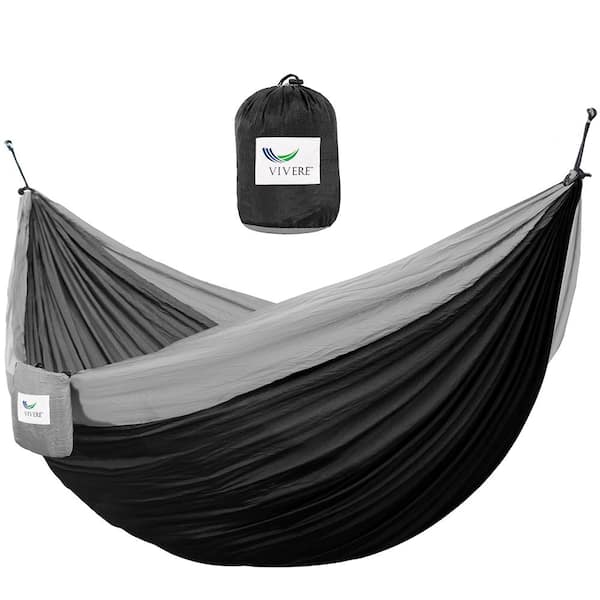 10 ft. Parachute Double Hammock in Black/Grey