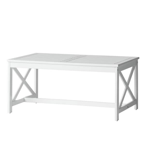 Zeus & Ruta 40 in. White Wood Outdoor Patio Coffee Table for Outdoors, Garden, Lawn, Backyard