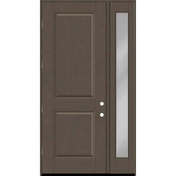 Steves & Sons Regency 51 in. x 96 in. 2P Squaretop RHOS Ashwood Stain Mahogany Fiberglass Prehung Front Door w/ Clear 12 in. SL 4-9/16