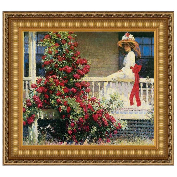 Design Toscano The Crimson Rambler, 1908 by Philip Leslie Hale Framed Architecture Oil Painting Art Print 20.25 in. x 22.25 in.