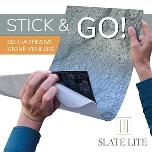 Silver Stick & Go 12in x 24in Self-Adhesive Stone Veneers - Box of 6, Covers 11.62 sq ft