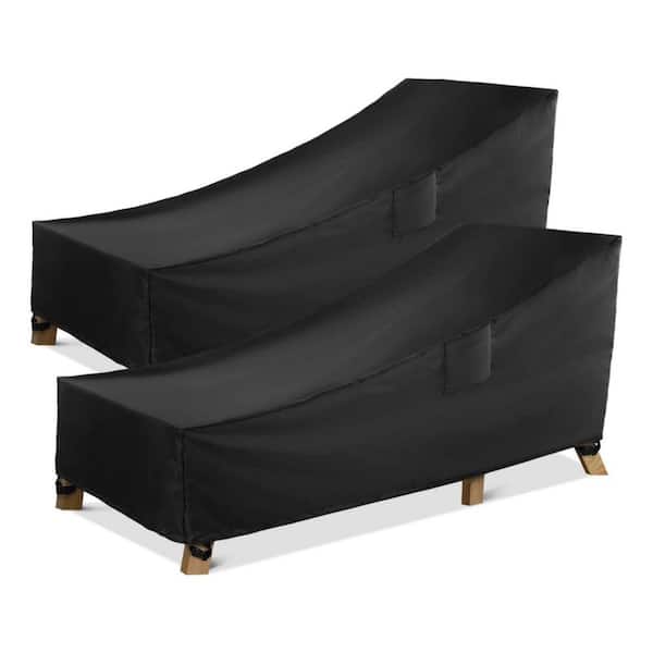 86 in. L x 34 in. W x 32 in. H Black Patio Chaise Lounge Cover (2 Pack)
