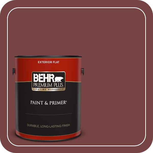 BEHR PREMIUM PLUS 1 gal. #S130-7 Cherry Cola Flat Exterior Paint & Primer
