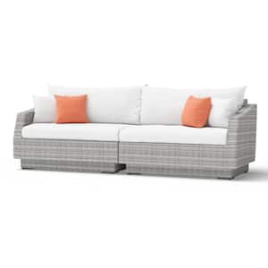Cannes Wicker Outdoor Sofa with Sunbrella Cast Coral Cushions