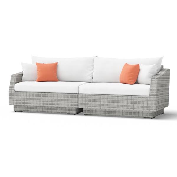 RST BRANDS Cannes 2-Piece All-Weather Wicker Patio Sofa with Sunbrella Cast Coral Cushions