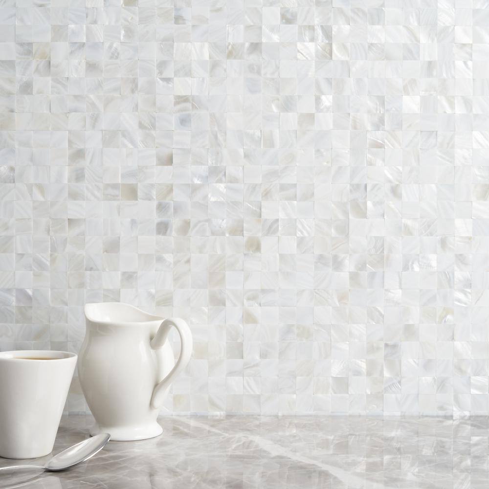 Lokahi 12x12 White Natural Seashell Mosaic Tile