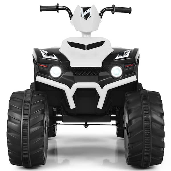 HONEY JOY 12-Volt Electric 13.5 in. Kids Quad ATV Ride On Car with LED Lights and White