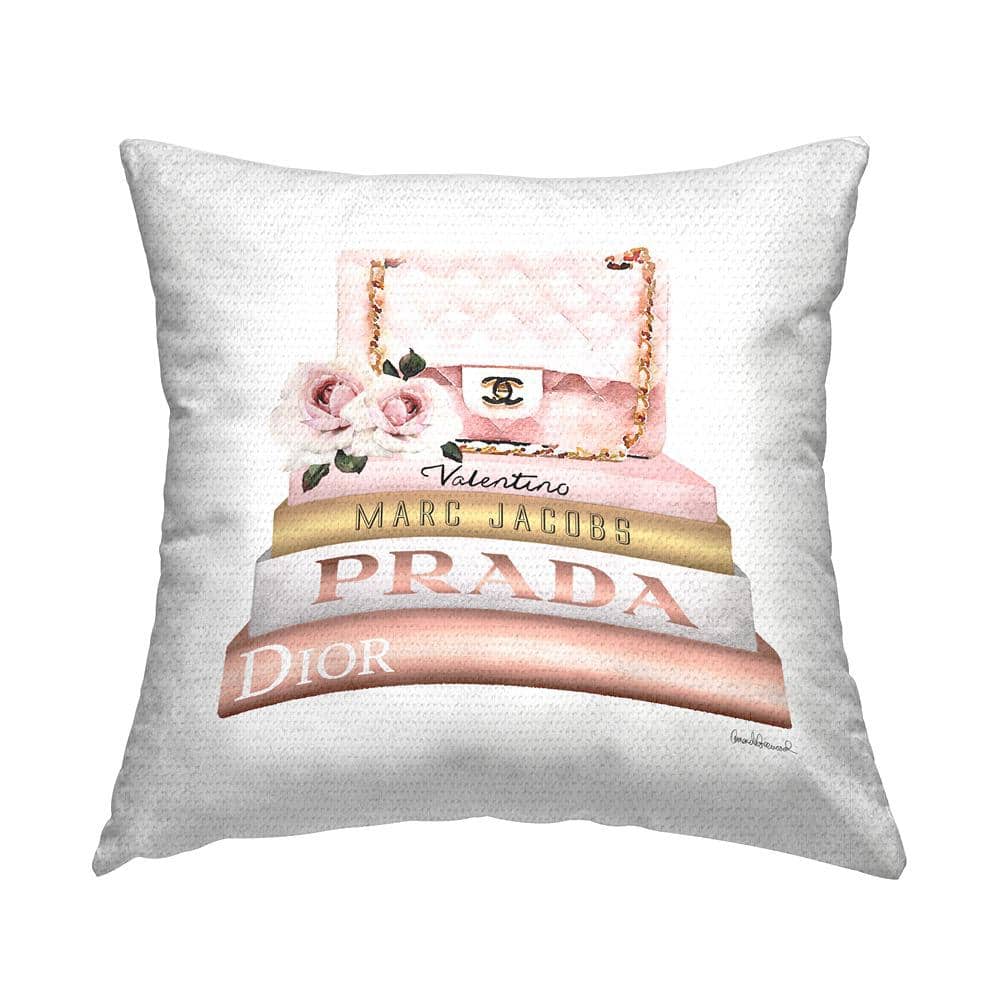 Pink Purse Gold Fashion Bookstack Glam Fashion Pink Square Outdoor Throw Pillow price history on PriceWatchPro