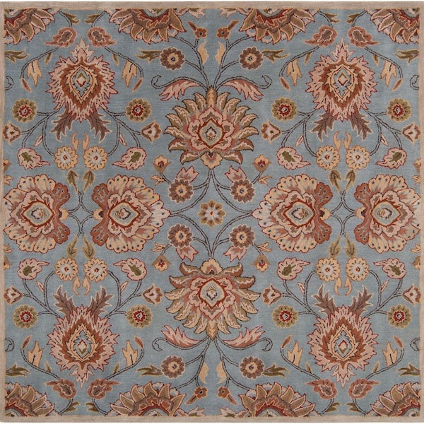 Livabliss Artes Sky Blue 8 ft. x 8 ft. Square Area Rug