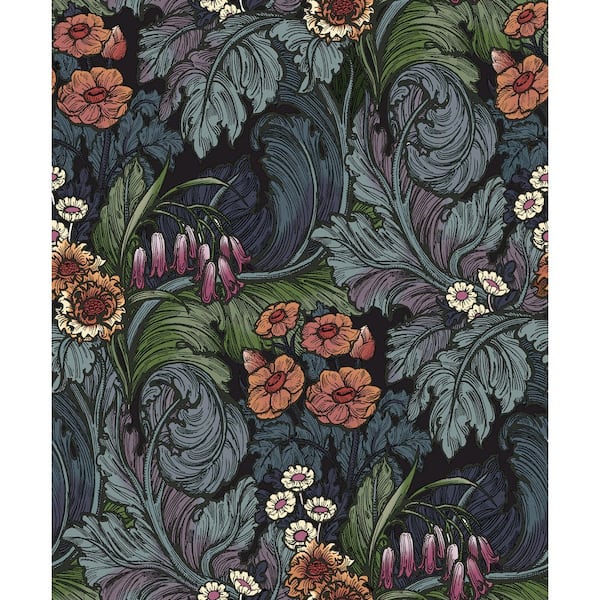 Llewelyn-Bowen Off The Wall Teal Floral Hedgerovia Matte Finish Non-Pasted Non-Woven Wallpaper Roll
