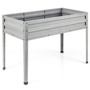 46 in. L x 24 in, W. x 32 in. H Freestanding Sliver Steel Raised Garden Bed Drainage Holes Garden Backyard and Patio