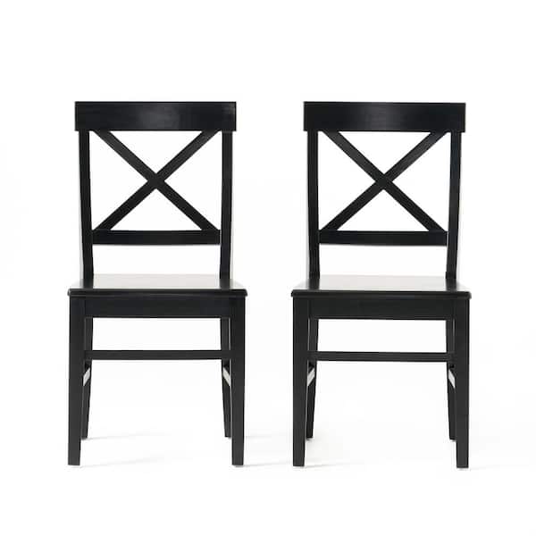 Noble House Roshan Black Wood Dining Chair (Set of 2)