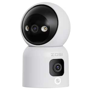 Dual Lens 4MP(2 x 2MP) Plug-in Indoor Home Security Camera, Baby Pet Monitor, 360° Pan/Tilt, Gesture/1-Touch Calling