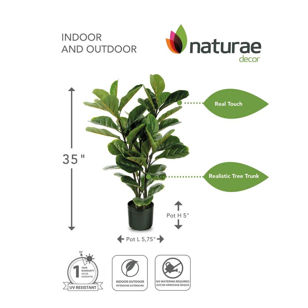 35'' Green Plastic Fiddle Leaf Fig Potted Floor Plant