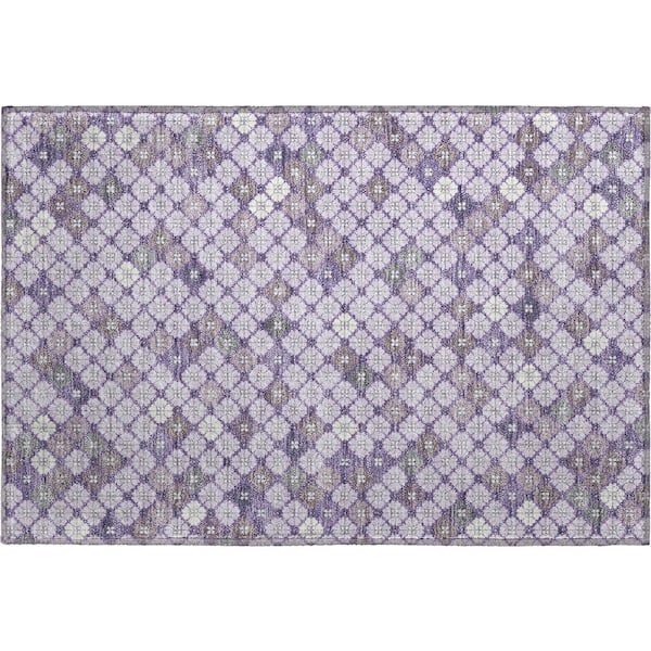 Mayfield Premium Machine Washable Abstract AMF1837 Lavender 2 ft. x 3 ft. Area Rug