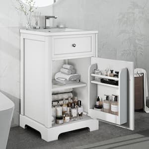 20 in. W Single Sink Freestanding Bath Vanity in White with White Ceramic Top and Soft Closing Door