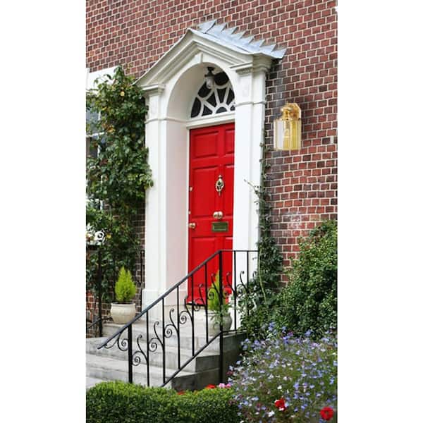 1-Light Polished Brass on Solid Brass Steel Exterior Wall Lantern Sconce with Clear Beveled Glass Panels