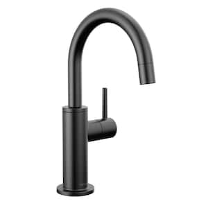 Contemporary Round Single Handle Beverage Faucet in Matte Black