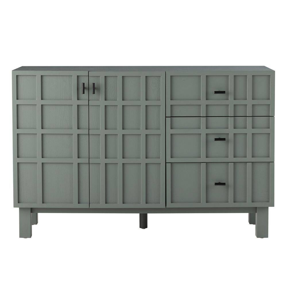Modern Green 31.1 in. H Storage Cabinet with 2 Doors & 3 Drawers