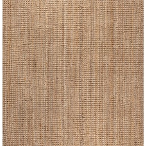 Natural 8 ft. Square Pata Hand Woven Chunky Jute Area Rug