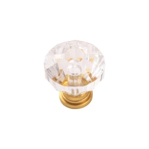 Crystal Palace Collection 1-1/4 in. Diameter Crysacrylic with Brushed Golden Brass Glam Zinc Cabinet Knob (10 Pack)