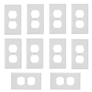 1-Gang White Duplex Outlet Plastic Wall Plate (10-Pack)