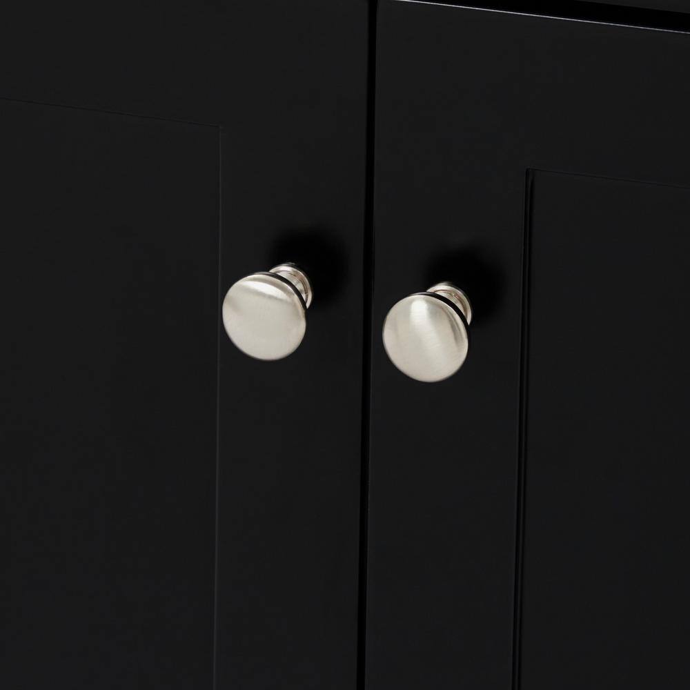 Hamlet Black 66" Freestanding Single Vanity Cabinet with Nickel Hardware