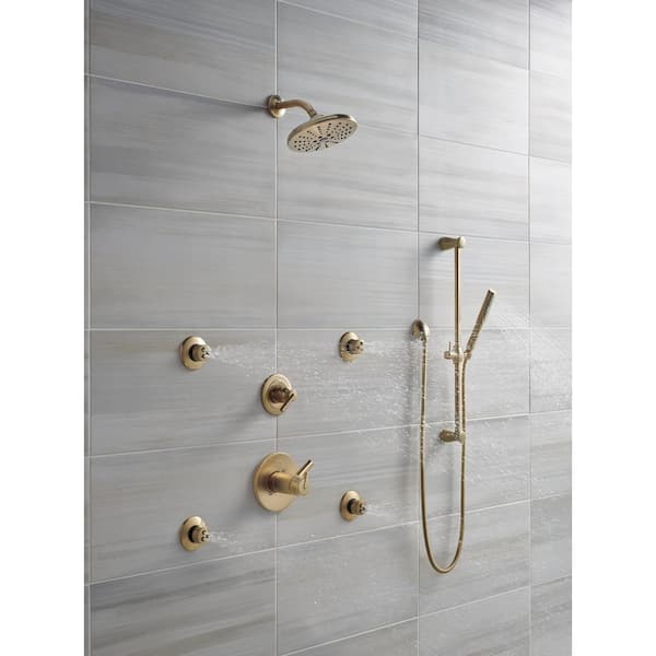 Gold 1-Spray Patterns 1.75 GPM 1.19 in. Wall Mount Handheld Shower Head in Champagne Bronze