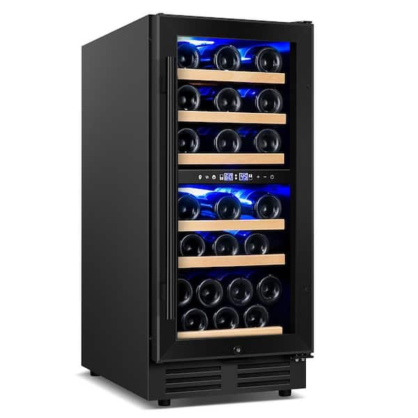 Tylza 15 in. Dual Zone 30-Bottle Wine Cooler in Black w/ Six