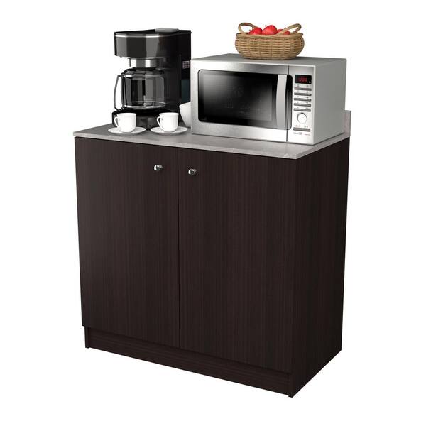 inval america LLC 36.02 in. W x 19.69 in. D x 34.06 in. H Espresso/Stone Finish Ready to Assemble Wood Breakroom Base Kitchen Cabinet
