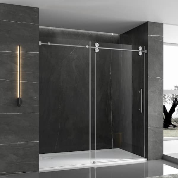 EPOWP 60 in. x 76 in. Frameless Single Sliding Door with smooth sliding
