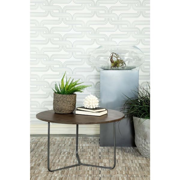 Yaritza Natural and Gunmetal Round Accent Table with Triangle Wire Base