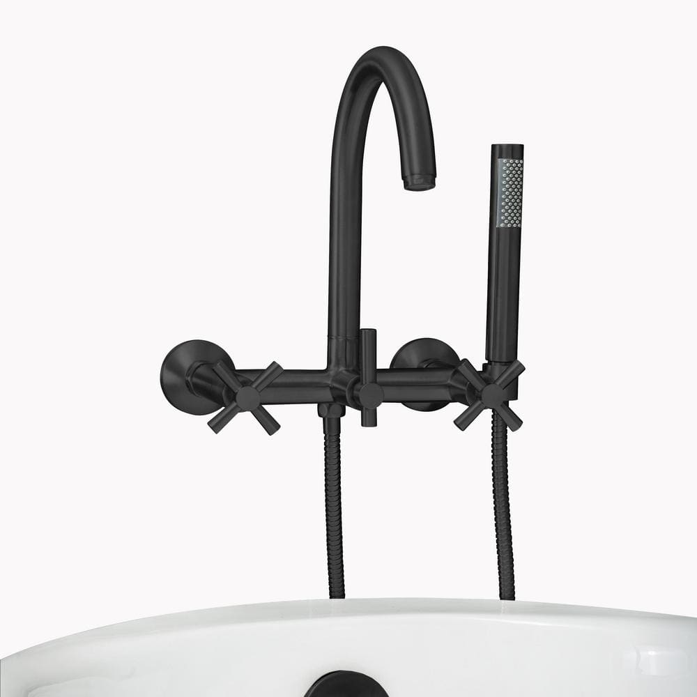 PELHAM & WHITE Modern 3Handle Wall Mount Tub Faucet with Handshower