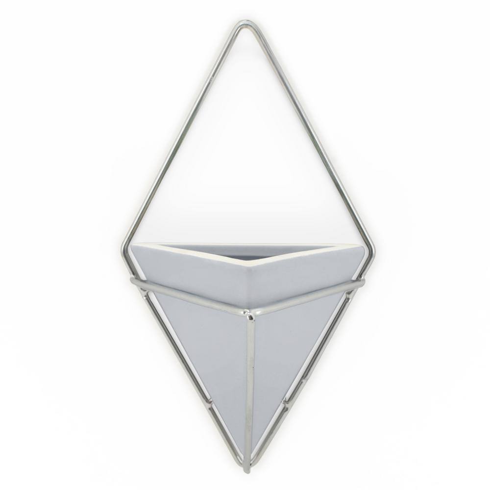 Diamond 4 in. x 8 in. Light Gray Matte Ceramic Wall Planter