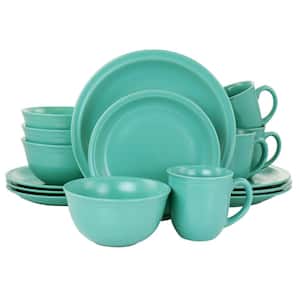 16-Piece Green Siam Stoneware Dinnerware Set