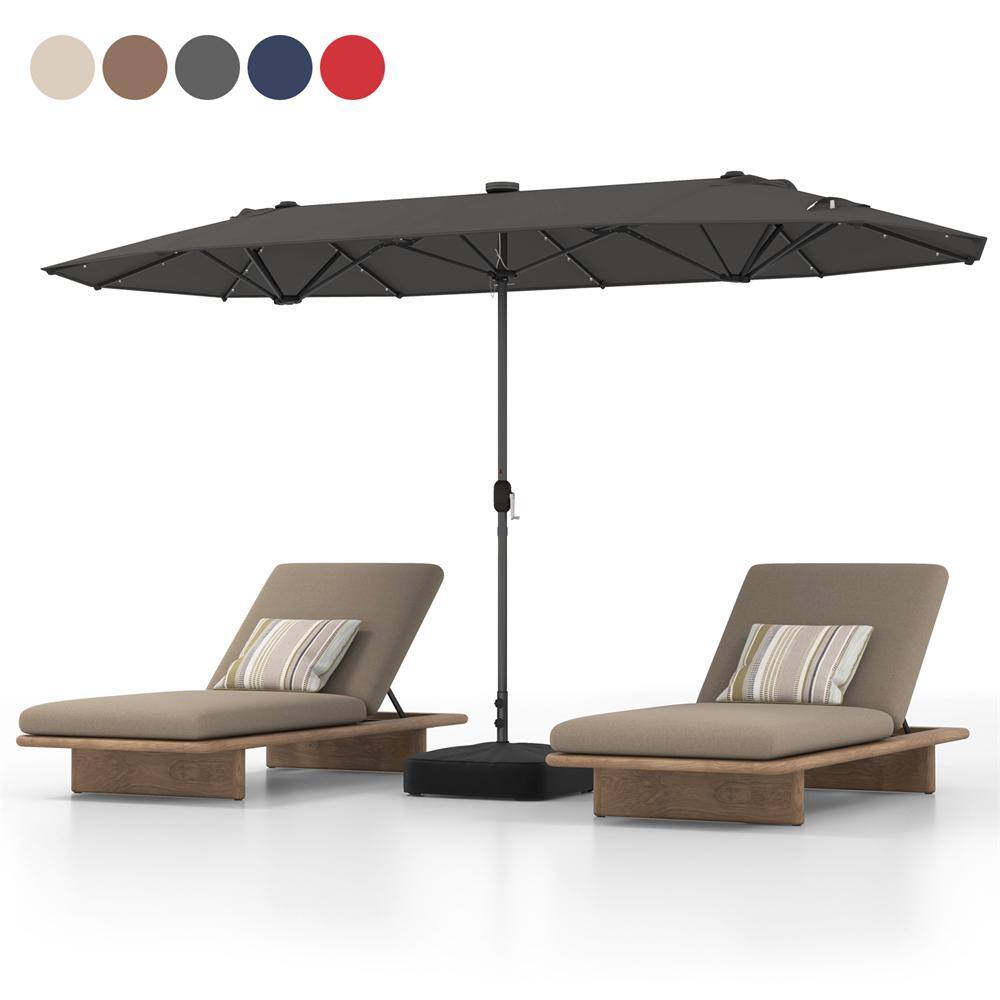 13 ft. Metal Patio Market Umbrella with 36 Solar-Powered LED Lights Cross Base Included in Gray price history on PriceWatchPro
