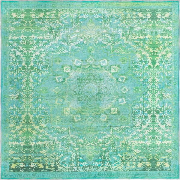 Unique Loom Renaissance Roma Spring Green 8 ft. Square Machine Washable Area Rug